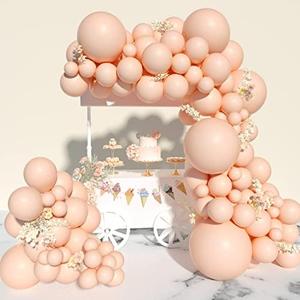 MOMOHOO Pastel Orange Balloons Arch- 120Pcs 18/ 12/ 5 Inch Light Orange Balloons Different Sizes, Macaron Balloons Peach Blush Balloons Garland Kit, Easter Balloons Birthday/ Baby Shower/ Fall Balloons