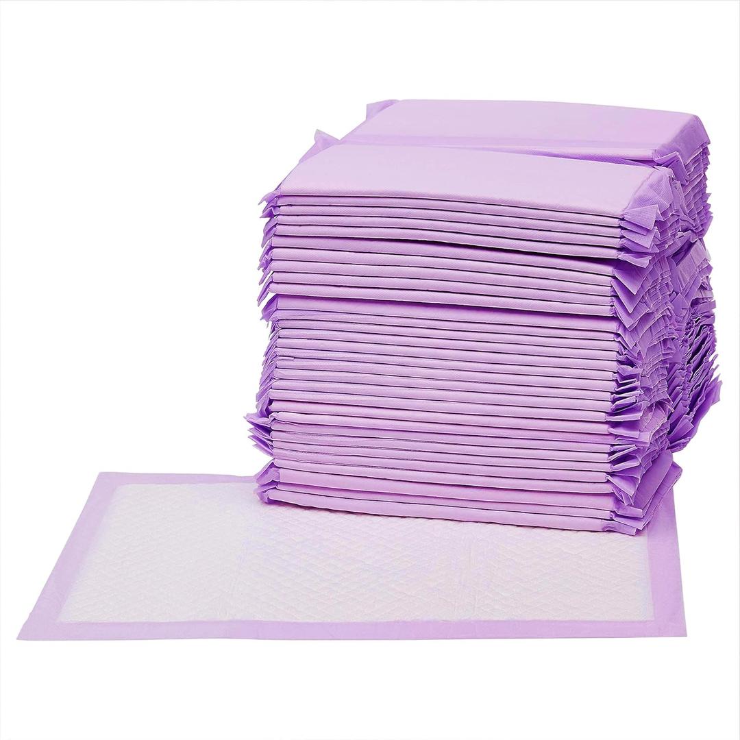 Amazon Basics Cat Litters Pee Pads, 40 Count, Universal Fit for Litter Box, Odor Control, Unscented, Purple 