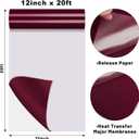 GIRAFVINYL Maroon HTV, Burgundy HTV - 12" x 20ft Maroon Iron on Vinyl for T-Shirts, Fabric Designs
