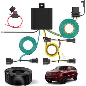 Nilight 4 Pin Trailer Wiring Harness Kit 56426 Vehicle Standard 4 Way Connector Custom for 2014 2015 2016 2017 2018 2019 2020 2021 Jeep Grand Cherokee 2022 Grand Cherokee WK Simple Fit Hitch