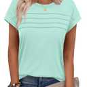 Plus Size Tops for Women Dressy Casual Womens Summer Tops for Women Business Casual Outfits Cap Short Sleeve T Shirts Spring Clothes Fashion Trendy 2025 Mint Green 2XL