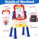Chalk Board Easel for Kids Toys, Double-Sided Magnetic Kids Chalkboard and Dry Erase Boards, Toddler Toys for 3 Year Old Boy Gift, Art Easel Learning Educational Toy for 3 4 5 Years Old Boys Gift