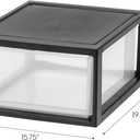 IRIS USA 30 Qt. Plastic Drawer Storage Organizer Stacking Drawer, Stackable Unit with Sliding Drawer for Clothes Bedroom Kitchen Under Sink Pantry Craft Room Bathroom Dorm Office, Black
