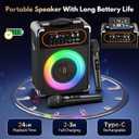 HWWR Karaoke Machine with 2 Wireless 2.4G 0-Delay Microphones for Adults,Portable Bluetooth 5.3 Speaker with Echo Adjustment and Deep Bass,Supports TWS/TV/Guitar for Family Party,Backyard BBQ(2 Mics)