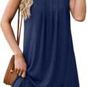 Summer Dresses for Women Sleeveless Lace Crewneck Sundress (XL) (Navy)