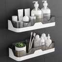 MRPAPA Shower Caddy Wall Mounted, 2 Pack Bathroom Organizer Shelves with Extra Adhesive Pad, No Drilling Bathroom Accesseries Holder Corner Shower Organiser Shelf No Drilling Kitchen Spice Rack (2pack-grey)