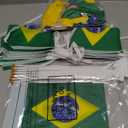 Lenwen 54 Pcs Brazilian String Pennant Banners Brazil Flag Green, Yellow and Blue Latex Balloons with Confetti Balloons Craft Ribbon for Independence Day Patriotic Events Sports Anniversary