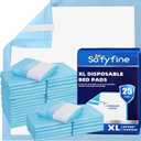 SOFYFINE Bed Pads with Adhesive Strip 30"x36" Thicken Elderly Adults Incontinence Underpads Disposable,Heavy Duty Absorbent Chucks Waterproof,XL Extra Large Puppy Pee Training Pad [25 Pads]