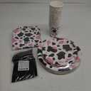 durony 144 Pieces Pink Cow Print Party Tableware Set Including Cowgirl Pink Cow Party Plates Cups Napkins Forks Serves 24 for Baby Shower Farm Cow Party Decorations