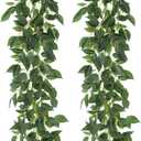 2 Strands Artificial Ficus Vines 79'' Fake Ivy Garland Greenery with Silk Green Leaves Faux Hanging Plants for Bedroom Home Wall Wedding Arch Party Room Decor