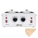 Professional Waxing Kit Wax Warmer Double Pot Wax Heater Machine for Hair Removal, Large Waxing Pot for Spa Salon Beauty Esthetician Home, with Adjustable Temperature Set, 50 Stick(White)