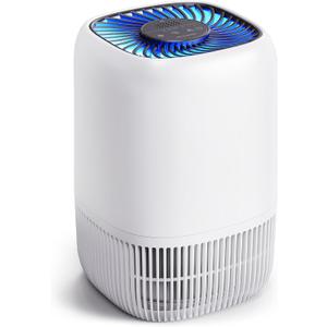 Air Purifiers for Home with High Efficiency Filter Up to 1076 Ft for Pet Hair, Odors, Pollen, Smoke, Compact Air Cleaner with 3 Speeds, Timer, Aroma Quiet 360Intake Filter, White