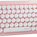 x UBOTIE Wireless Bluetooth TKL Keyboard with 84 Retro Round Keycaps, Typewriter-Style, for PC/Mac/Tablets(White Pink)