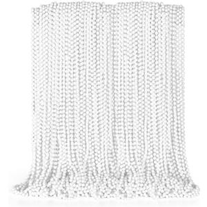 144PCS Bead Necklace, White Beaded Necklace Party Favors Bulk, 33" Mardi Gras Beads Necklaces Accessories, Festival Parade Throw Accessories for Baby Shower Wedding Birthday Celebrations Decorations