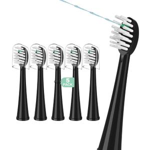 Replacement Brush Heads for WaterPik Sonic-Fusion 2.0 Flossing Toothbrush (SF-03/SF-04) and Sonic-Fusion Flossing Toothbrush (SF-01/SF-02),5 Count Black with Covers