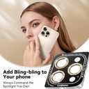 CASEKOO [Everlasting Sparkle for iPhone 16 Pro/iPhone 16 Pro Max Camera Lens Protector [Military Protection] [9H Tempered Glass] Anti Crack, Bling & Glitter, Removable, Glossy, Gold
