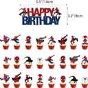 52pcs Spider Birthday Decorations Pack - Cartoon Spider Party Decorations Supplies with Balloons, Banner, Backdrop, Cake/Cupcake Toppers, Hanging Swirls & Tablecloth