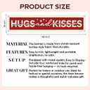 5 x Valentines Day Home Decor Banner, Hugs and Kisses Romantic Quote Sign, Red Hanging Wall Door Decoration for Bedroom Living Room, Sweet Valentine Decorations Gift, 48x9 Inches