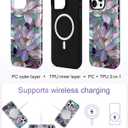 Compatible with MagSafe Flower Phone Case for iPhone 13 Pro, Cute Magnetic Stained Glass Floral Aesthetic Soft Shockproof Protective Phone Cover for Women Girls-Purple Water Lily