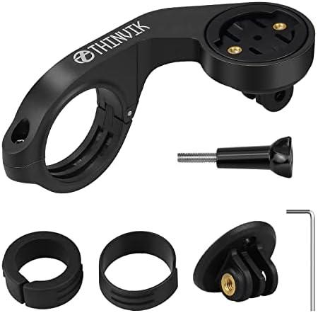 Thinvik Bike Computer Out Front Mount for Garmin Edge1040 1030 840 830 540 530 130 Bike Computer GPS Compatible with 31.8mm 25.4mm Handlebar with Quarter Turn