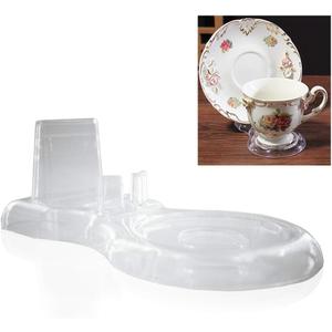 Artliving Clear Teacups and Saucer Display Easel Stand Holder,set of 6