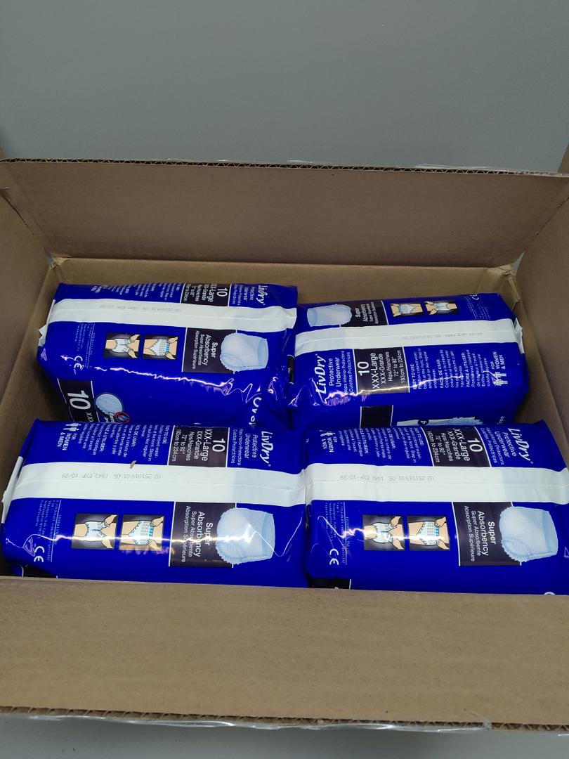 LivDry Adult Incontinence Underwear, Overnight Comfort Absorbency, Leak Protection, 3XL, 10-Pack