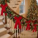Soulchen 4 Pcs Large Velvet Bows Christmas Elegant Staircase Garland Bows11.8 x 23.6 Extra Large Christmas Wreath Decor for Stair Home Tree Indoor Outdoor Holiday Party Decorations