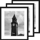 Wiscet 20x24 Picture Frame Set of 3, Display Pictures 16x20 with Mat or 20 x 24 Poster Frame without Mat, Wall Gallery Photo Frames, Black