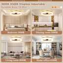 VOLISUN Low Profile Ceiling Fans with Lights and Remote,15.7in Modern Ceiling Fan Flush Mount, 3000K-6500K Dimmable Bladeless LED Fan Light,Gold Fandelier Ceiling Fans with Lights for Bedroom