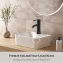 White Porcelain Ceramic Above Counter Sink - 16x12 Inch Rectangular Vessel Sink Bowl with Faucet Hole for Tiny Bathrooms