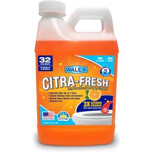 Walex Citra-Fresh Liquid Holding Tank Treatment for RV, Camper & Marine - Black Water Tank Deodorizer for Rapid Breakdown of Waste & Toilet Paper, Biocide-Free, Septic Tank Safe, 64oz (64 Fl Oz (Pack of 1))