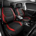 Skechers MAX Cushioning Seat Covers,Memory Foam Leather Car Seat Covers,Waterproof Car Seat Protector Front Seats,Car Seat Cushion Airbag Automotive Universal Fit for Most Cars,Vans,Trucks,SUV,Red (Black and Red)