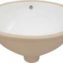 Sarlai Oval Vessel Undermount Bathroom Sink - 18x15 Inch, White Ceramic, Modern Art Basin, 16.25"x13.25"x5.5" with Overflow