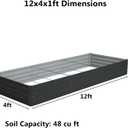 Zunatu 12x4x1 ft(2 Pack) Galvanized Raised Garden Bed,Outdoor Planter Box Metal Patio Kit Planting Bed for Vegetables Flowers and Succulents,Black