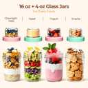 ComSaf Overnight Oats Containers with Lids (16oz+4oz, 4Pcs), Dual-Laryer Chia Pudding Jars with Dry and Wet Separation, Yogurt Parfait Cups for Oatmeal Cereal Nut Fruit, Meal Prep Glass Jars for Salad