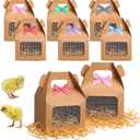 Maitys 12 Pcs Easter Chicken Party Favor Boxes Easter Foldable Chicken Box with Raffia Grass Bowknot Paper Straw Farm Animal Gift Treat Goodie Boxes Decor for Adopt Chick Party Birthday (Classic Style)