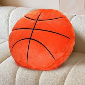 Plush Basketball Pillow Sports Basketball Throw Pillow Fluffy Couch Pillows Room Decoration Soft Cushion with Sports Ball Design 15.7 Inches