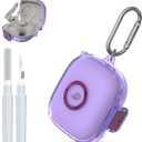 [Upgrade Secure Lock] for Beats Powerbeats Pro 2 2025 Case Cover with Cleaner Kit, AGENTNANO Clear TPU Shockproof Protective Cover with Beats Powerbeats Pro 2 Charging Case with Carabiner-Clear Purple