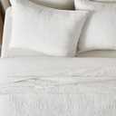 EVERGRACEHOME 100% Cotton Modern Lines Quilt Set King Size, Pre-Washed Soft Striped Coverlet Bedspread, 3 Piece Lightweight Bedding Set for All Season, with 2 Pillow Shams, Bright White