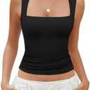 Avidlove Women's Square Neck Tank Top Double Lined Basic Crop Tops Going Out Shirt Slim Fit Summer, S