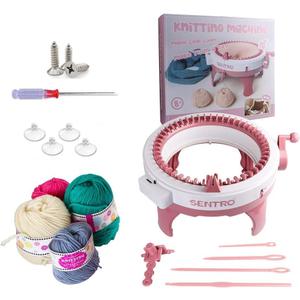 Umootek SENTRO Knitting Machine, 48 Needles Smart Weaving Loom Round Spinning Crochet Knitting Machines with Row Counter, Knitting Board Rotating Double Loom, Weaving Loom Machine Kit