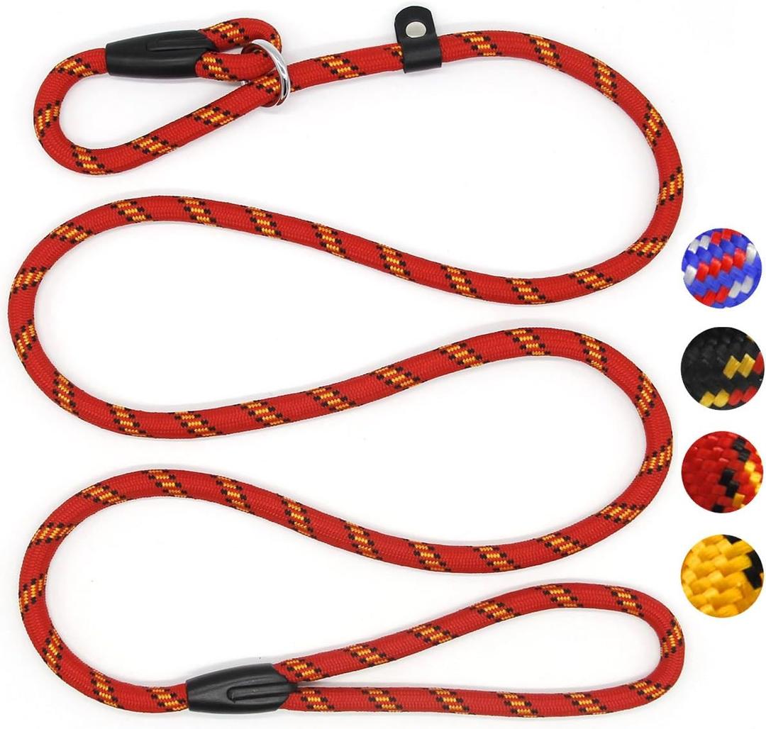 Red Brand 5 FT Adjustable Nylon Dog Rope Leash for Small Medium Dogs 10-80 lb Walking