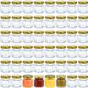 Mcupper 48 Pack 1.5oz Hexagon Glass Jars with Gold Lids, Mini Honey Jars, Small Spice Jars, Jam Jars for Gifts and Wedding Favors