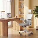 VASAGLE Ergonomic Mesh Office Chair with Adjustable Lumbar Support and Headrest, 90-105 Tilt Function, Wide Seat, FlipUp Armrests, Computer Desk Chair for Home Office, Dove Gray UOBN044GD01S, 24.4"D x 24.4"W x