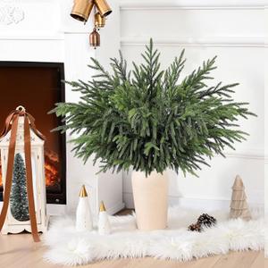 Waipfaru 8 Pcs 36" Real Touch Norfolk Pine Stems, Large Christmas Norfolk Pine Branches, Faux Christmas Greenery Stems Picks Cedar Stems for Vase DIY Crafts Xmas Indoor Outdoor Home Decor