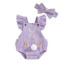VISGOGO Easter Baby Girl Outfit Rompers Infant Bunny Clothes Carrot Embroidery Backless Easter Onesie (Purple, 3-6 Months)