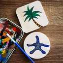 8 Pack Natural Sandstone Water Absorbent Hand Crafted Round Coasters Bulk, MONKEY SUN 4 x 4 Inches Stone Coasters for Drink Bar Kitchen Home, Used for DIY and Carving, Set of 8