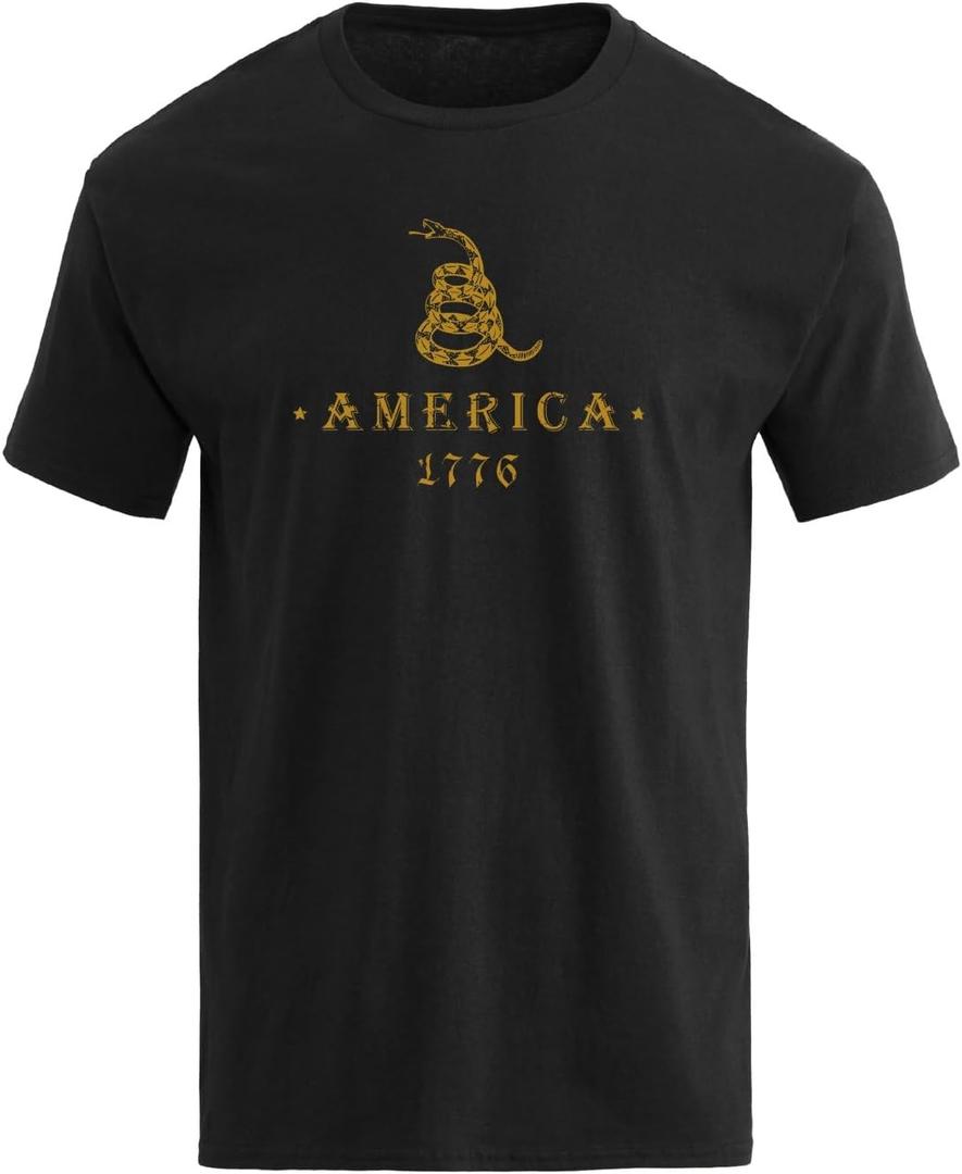 H HYFOL Men's Graphic T-Shirts USA Flag Cotton Short Sleeve American Patriotic Crewneck Casual Regular Tee Shirts (Black, M)