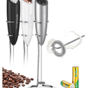 SIMPLETASTE Milk Frother Handheld Electric Foam Maker, Drink Mixer with Stainless Steel Whisk for Cappuccino, Bulletproof Coffee, Latte, Midnight Black, without Stand, Battery Operated