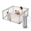 Baby Playpen Portable, Pre-Assembled Play Pen 59x59 Large Foldable Playpen for Babies and Toddlers, Sturdy and Safe Toddler Play Yard Indoor Outdoor with Carry Bag,Light Grey
